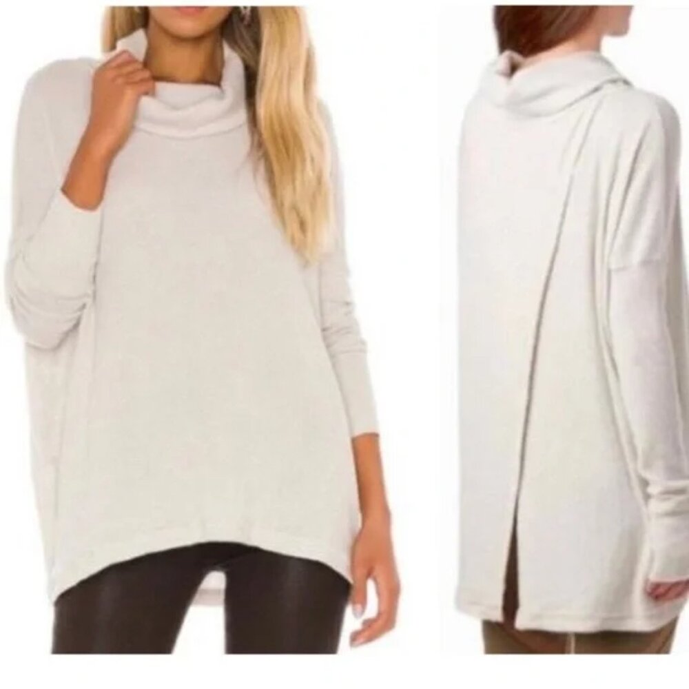 NWT Free People Juicy Long Sleeve Mock Neck Top in Stone Cold